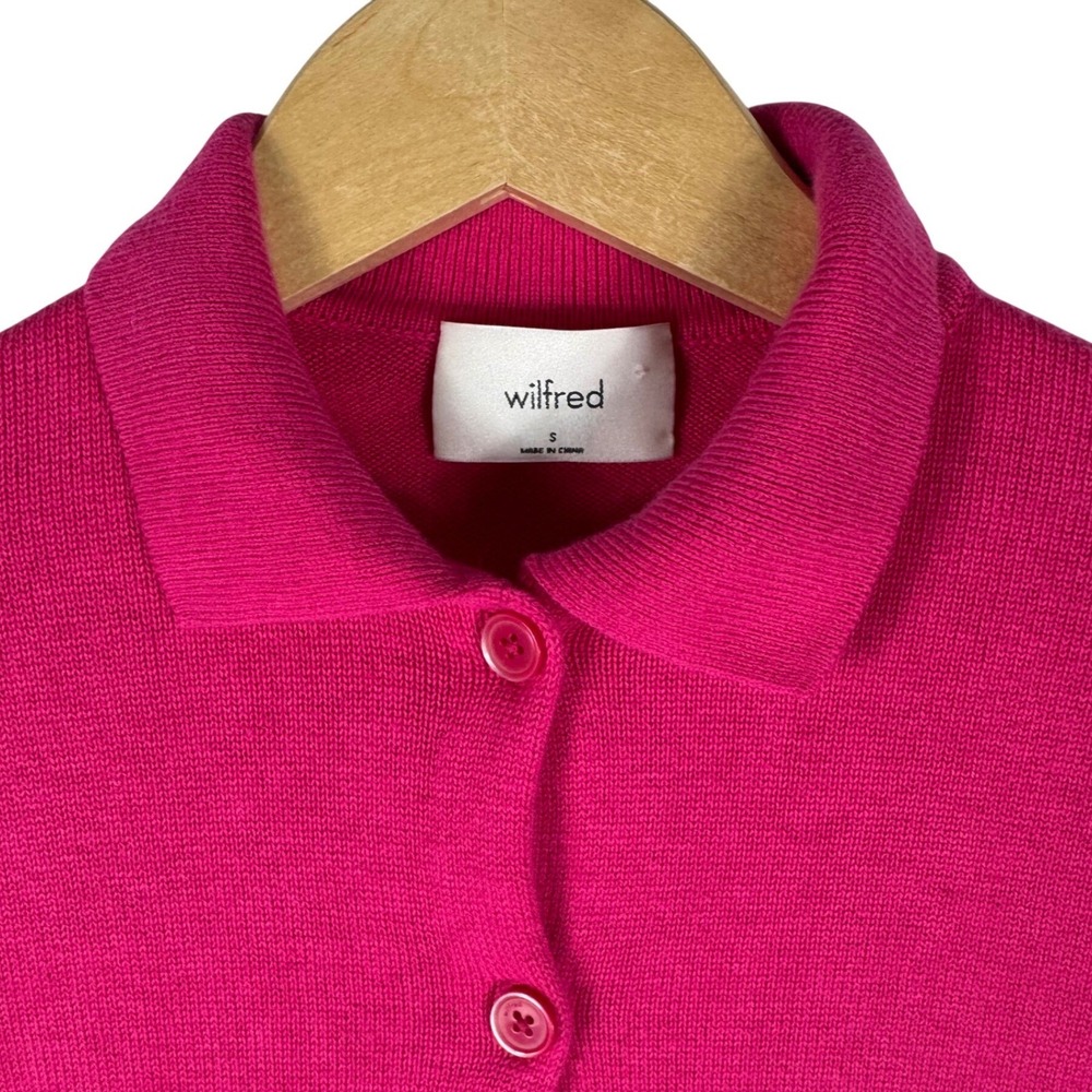 Aritzia Wilfred Merino Wool Cotton Cropped Cardigan Sweater Women S Magenta Pink
